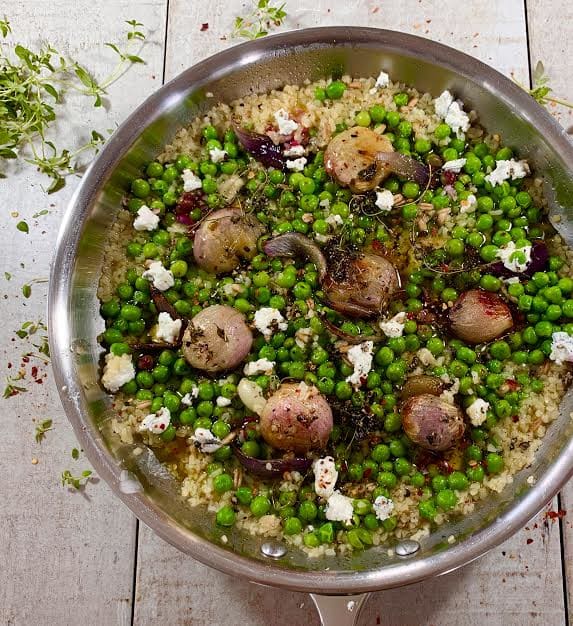 Braised Shallots with Bulgur Wheat