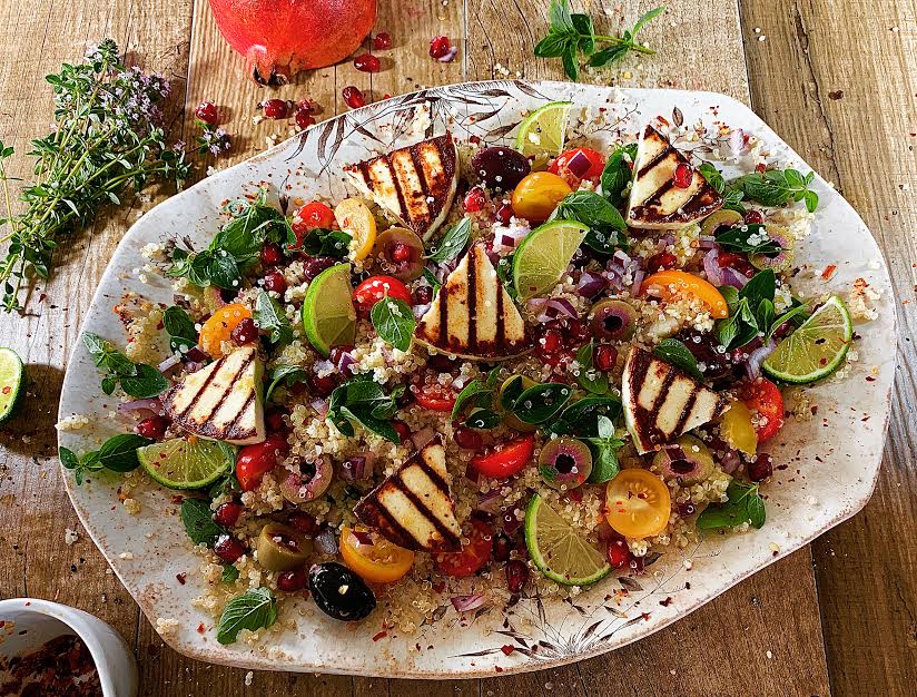 Mediterranean Style Couscous with Griddled Manouri Cheese