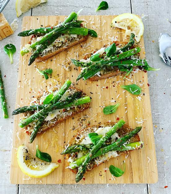 Asparagus and Parmesan Bruschetta with Lemon Mayo