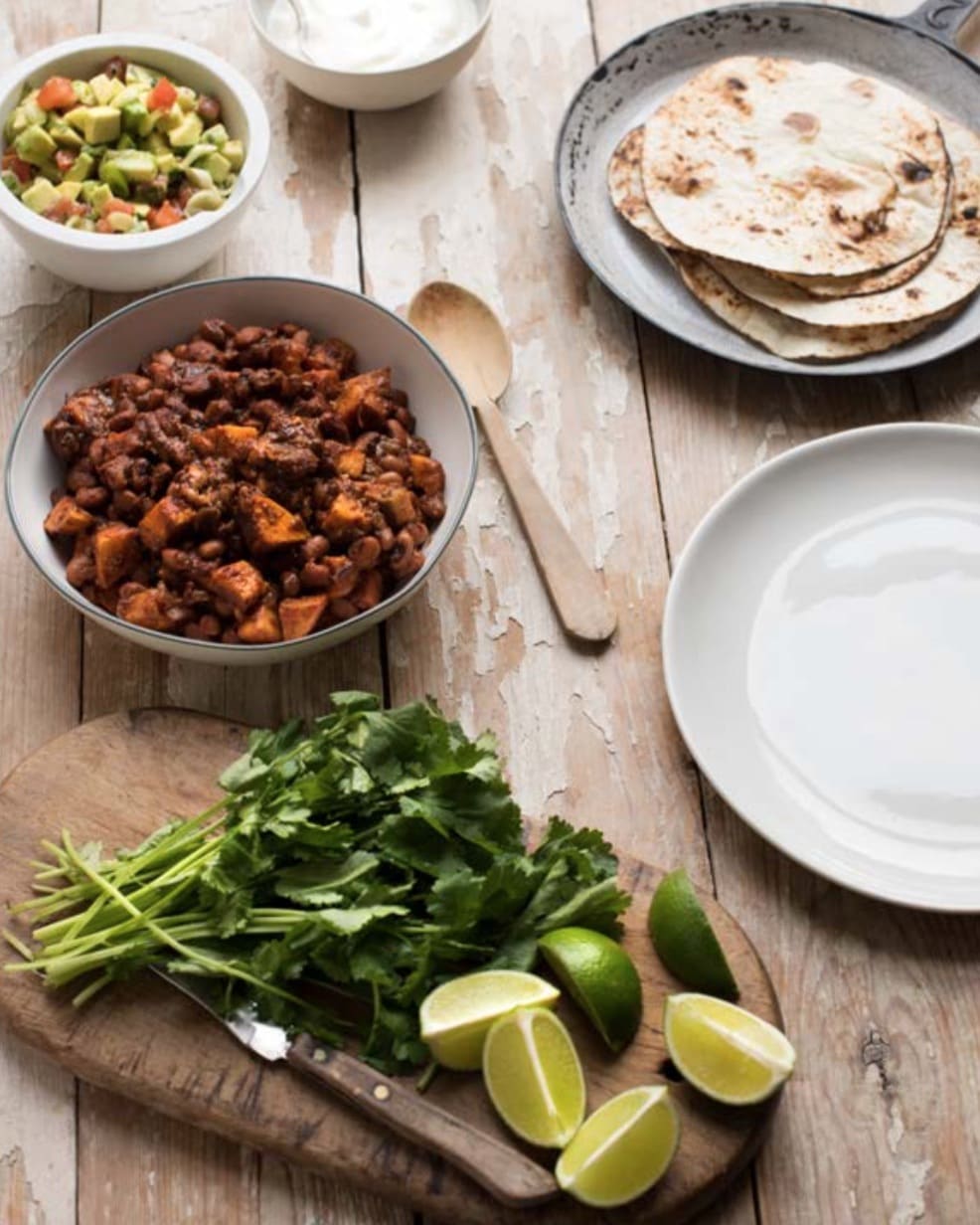 Sweet potato and chipotle bean taco
