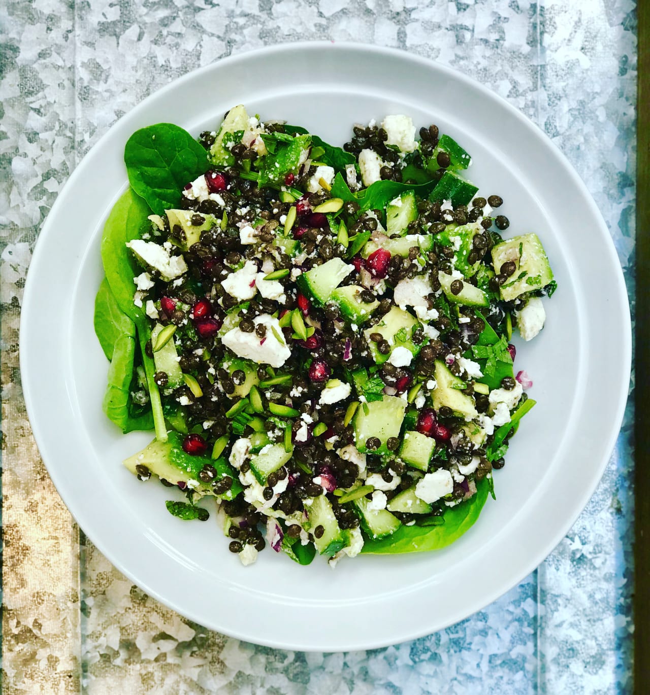 Feta, Puy Lentil and Pomegranate Salad