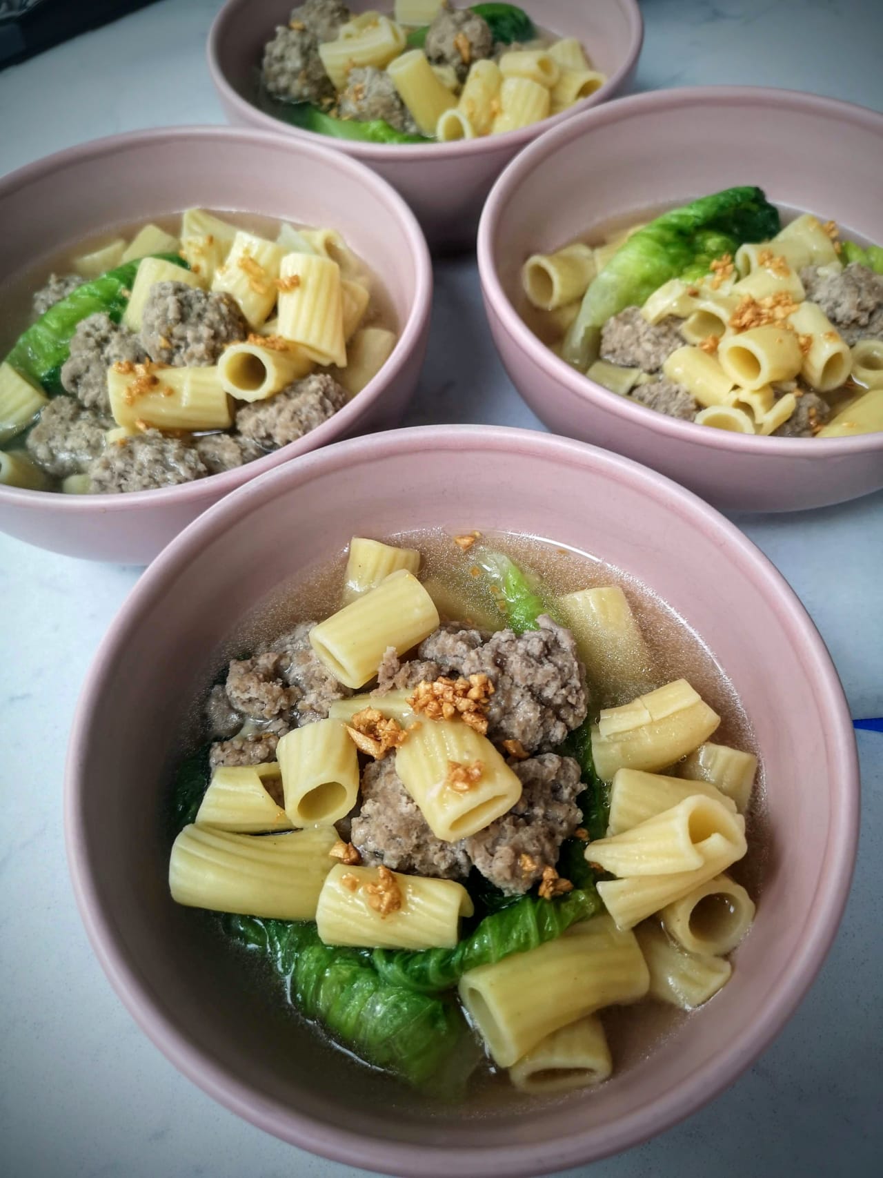 Pork Pasta Broth with Babygem