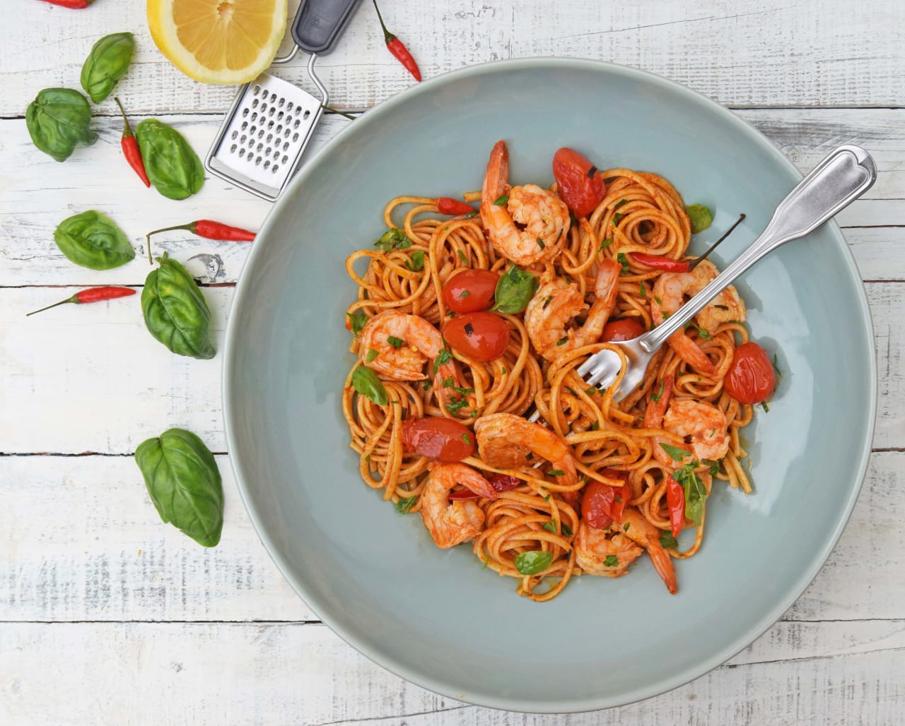 Spicy Prawn Linguine