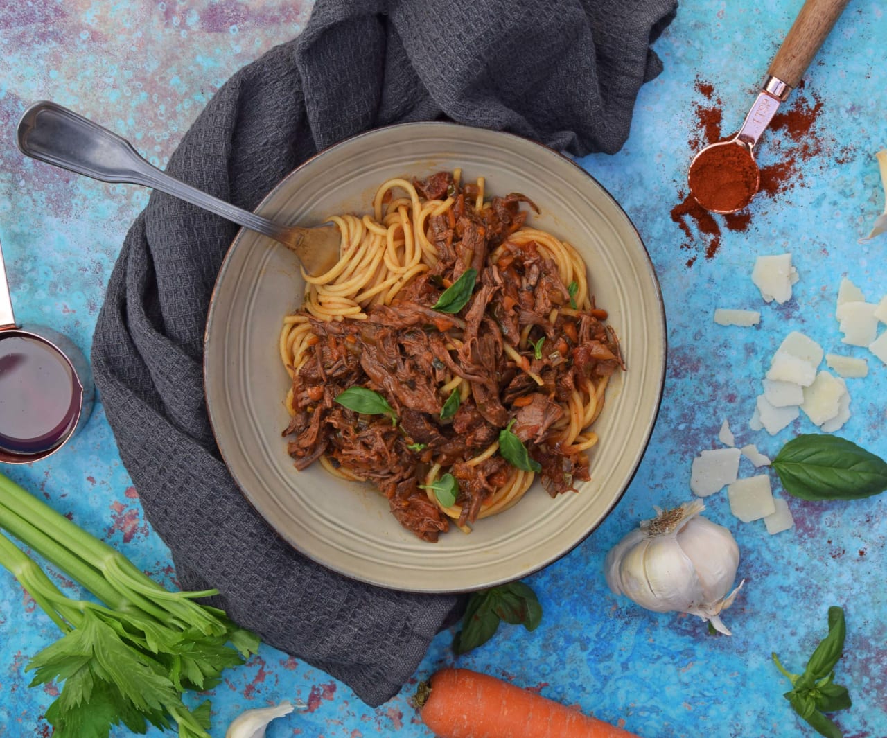 SLOW COOKED SHREDDED BEEF BOLOGNESE