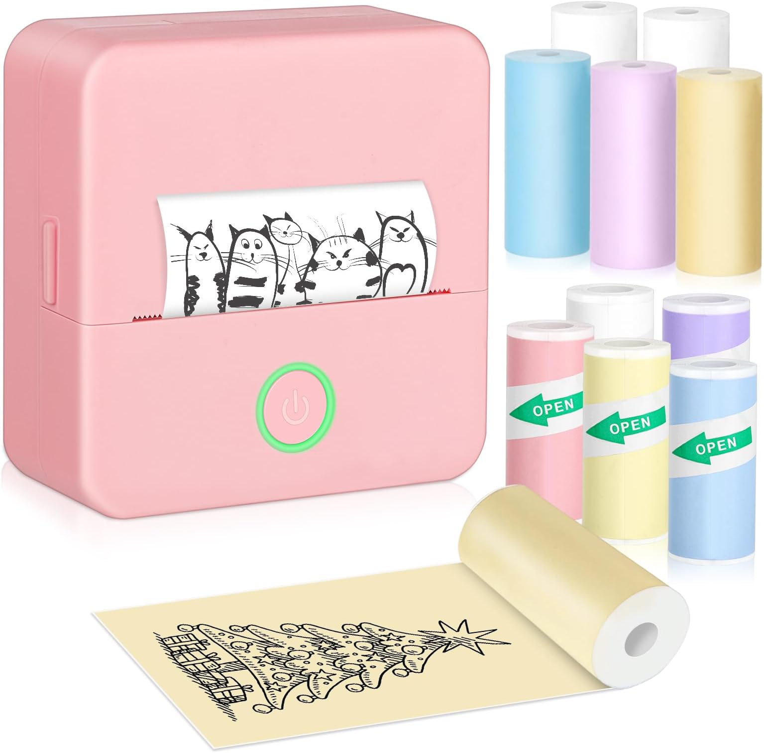 Portable Bluetooth Thermal Sticker Printer with 10 Paper Rolls – iOS & Android
