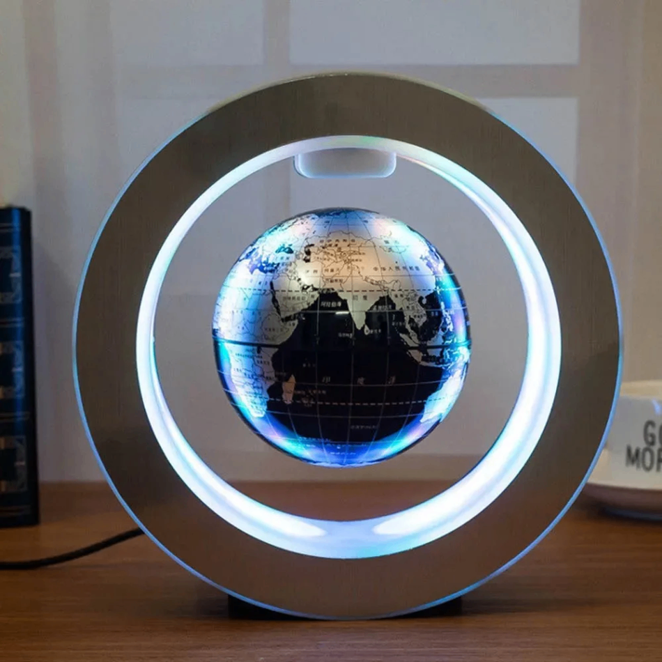 Levitating Floating Globe Lamp – Magnetic Rotating LED World Map Décor