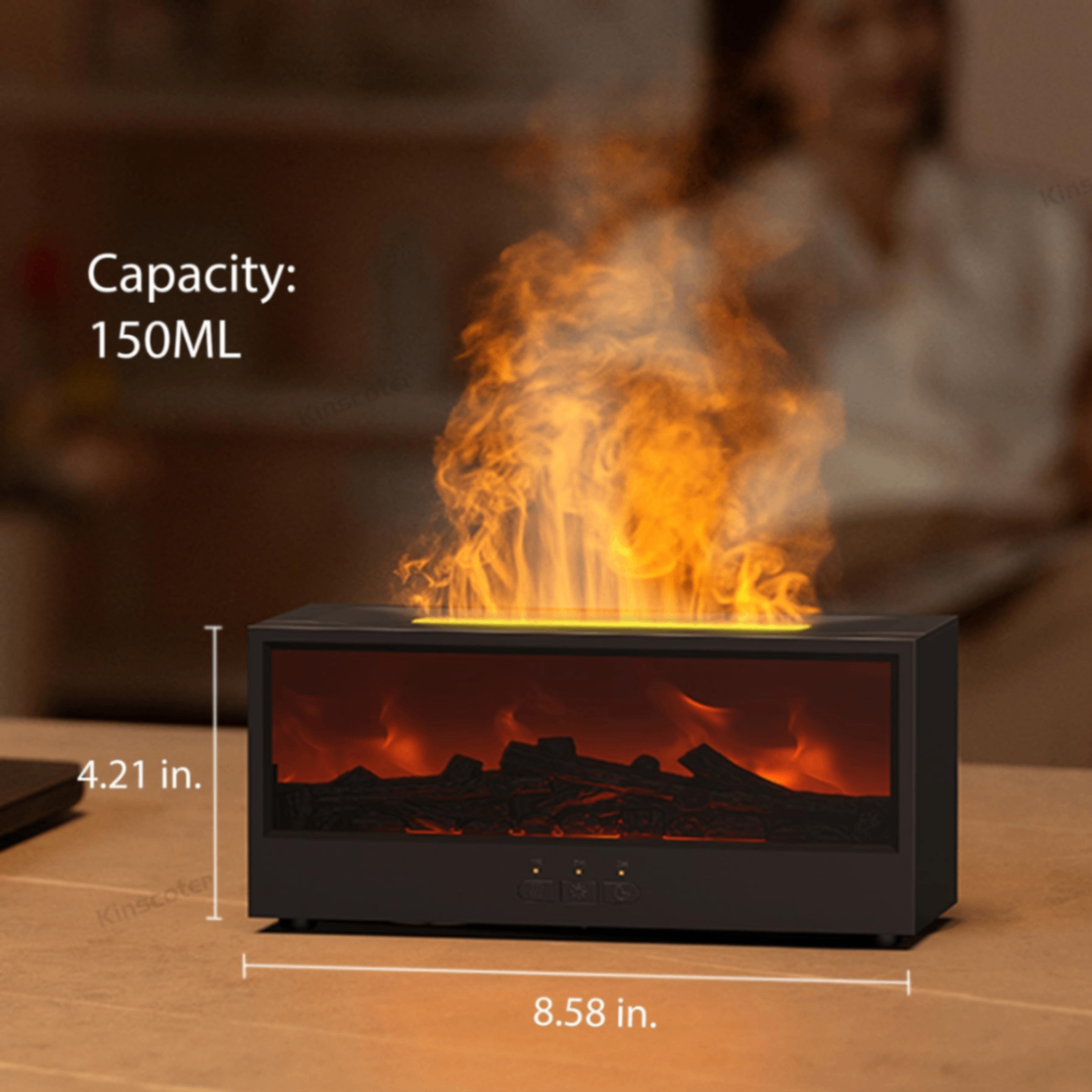 LED Flame Fireplace Diffuser – Water Vapor Ambient Fire Humidifier
