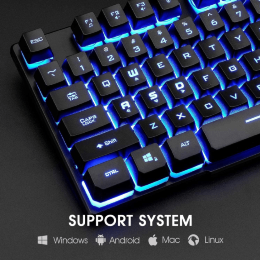 RGB Gaming Keyboard & Mouse Set – LED Backlit Mechanical Feel Combo