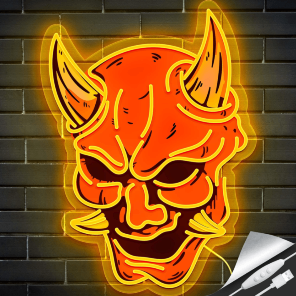 Hannya Mask Anime Neon Sign β Japanese LED Wall Light for Gaming Rooms