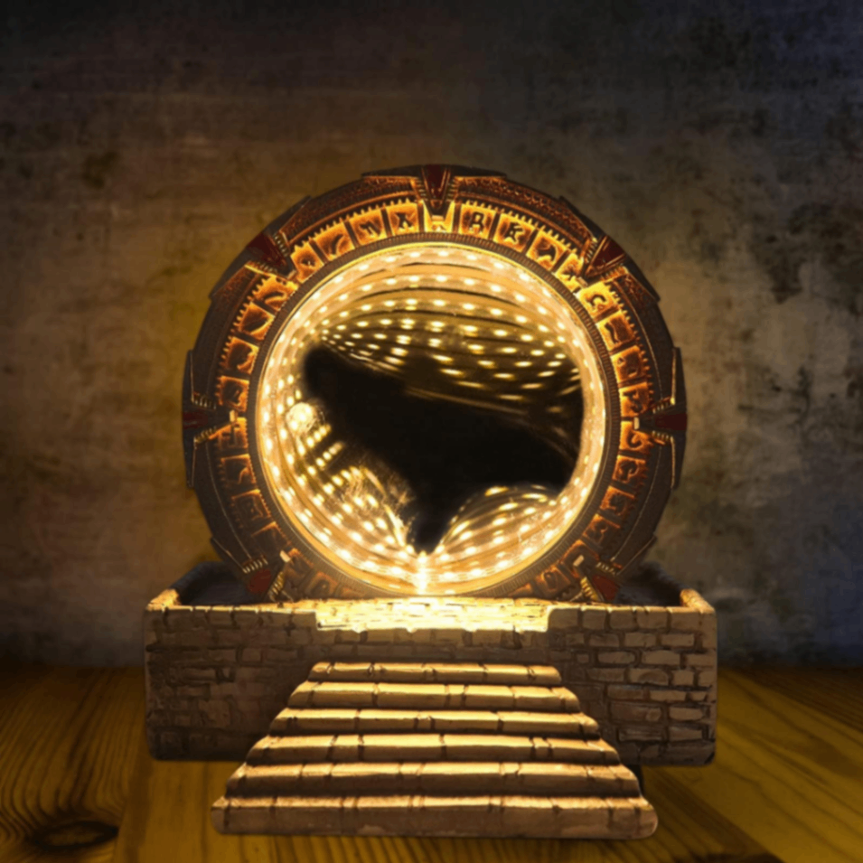 3D Infinity Tunnel LED Mirror β Stargate Cyberpunk Night Light