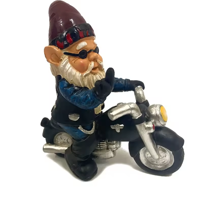 "Rebel Ron" β The One-Finger Biker Gnome
