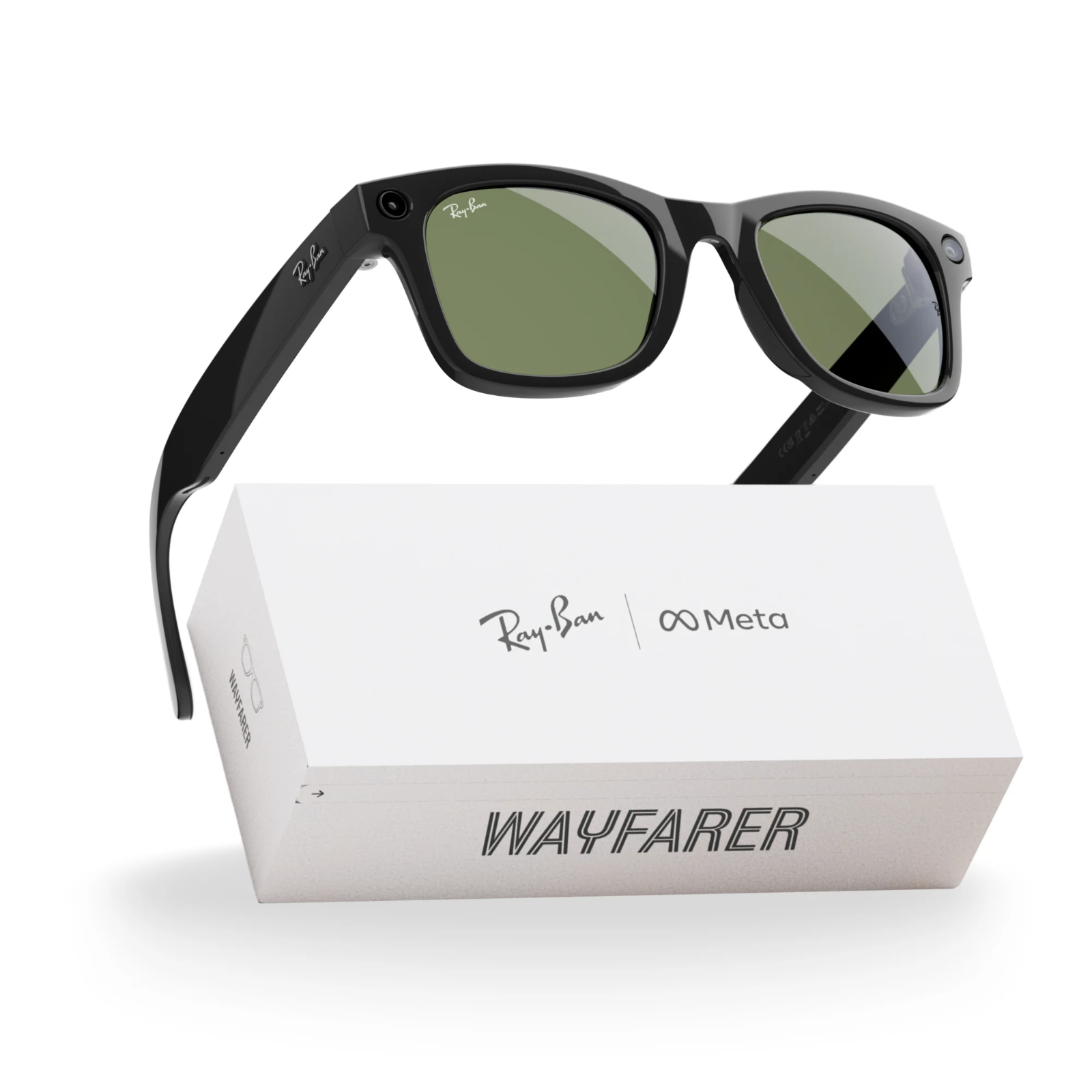 Ray-Ban Meta Wayfarer Smart AI Glasses β Shiny Black with Green Lenses | Camera, Audio & AI Assistant