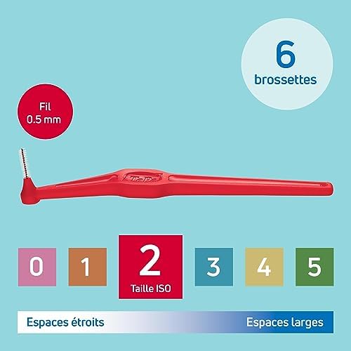 Vue 2 de Brossette Interdentaire Angle Rouge