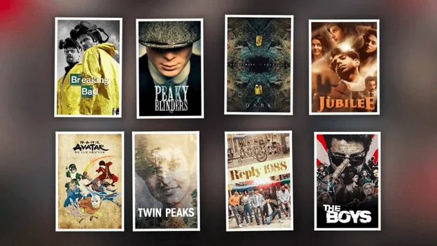 TV shows section with various show thumbnails