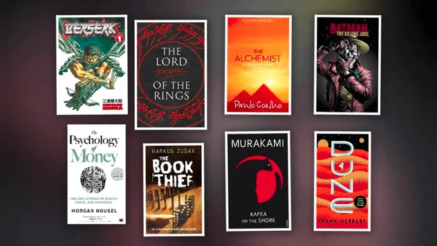 Books section with various book covers