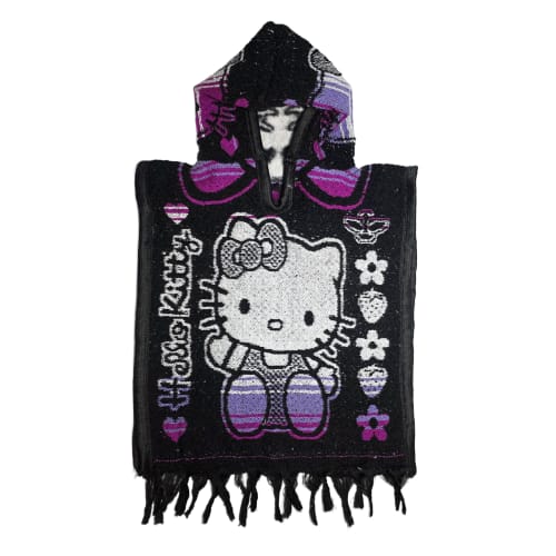 Gabán Artesanal Infantil - Diseño Hello Kitty y Kuromi (Negro y Morado) - vista 1