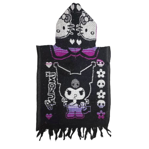 Gabán Artesanal Infantil - Diseño Hello Kitty y Kuromi (Negro y Morado) - vista 2