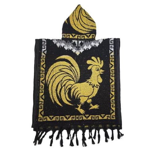 Gabán Artesanal Junior - Diseño Caballo y Gallo (Negro y Dorado) - vista 2