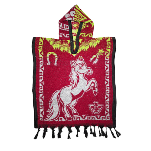 Gabán Artesanal Junior - Diseño Caballo y Gallo (Rojo y Blanco) - vista 1