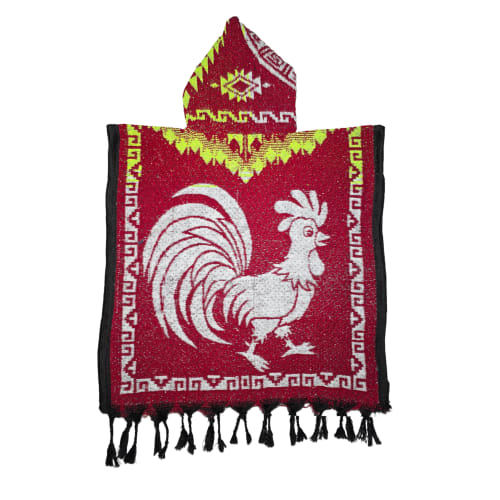 Gabán Artesanal Junior - Diseño Caballo y Gallo (Rojo y Blanco) - vista 2