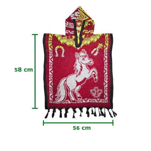 Gabán Artesanal Junior - Diseño Caballo y Gallo (Rojo y Blanco) - vista 4