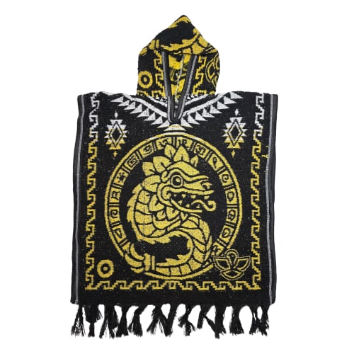 Gabán Artesanal Junior - Diseño Quetzalcóatl y Calendario (Negro y Amarillo) - vista 1