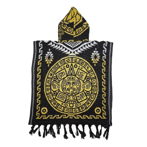 Gabán Artesanal Junior - Diseño Quetzalcóatl y Calendario (Negro y Amarillo) - vista 2