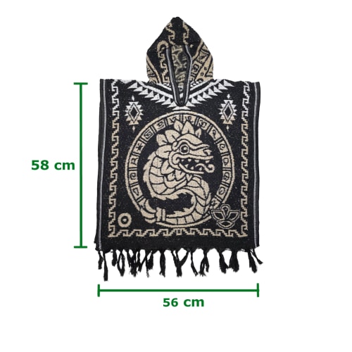 Gabán Artesanal Junior - Diseño Quetzalcóatl y Calendario (Beige) - vista 4