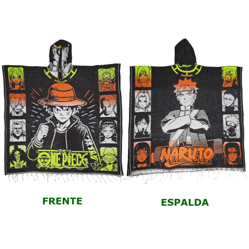 Gabán Artesanal Adulto - Anime: One Piece y Naruto (Negro, Verde y Naranja) - vista 3