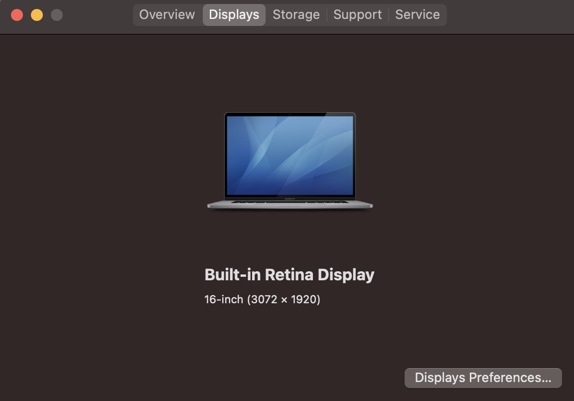16" laptop screen size screenshot