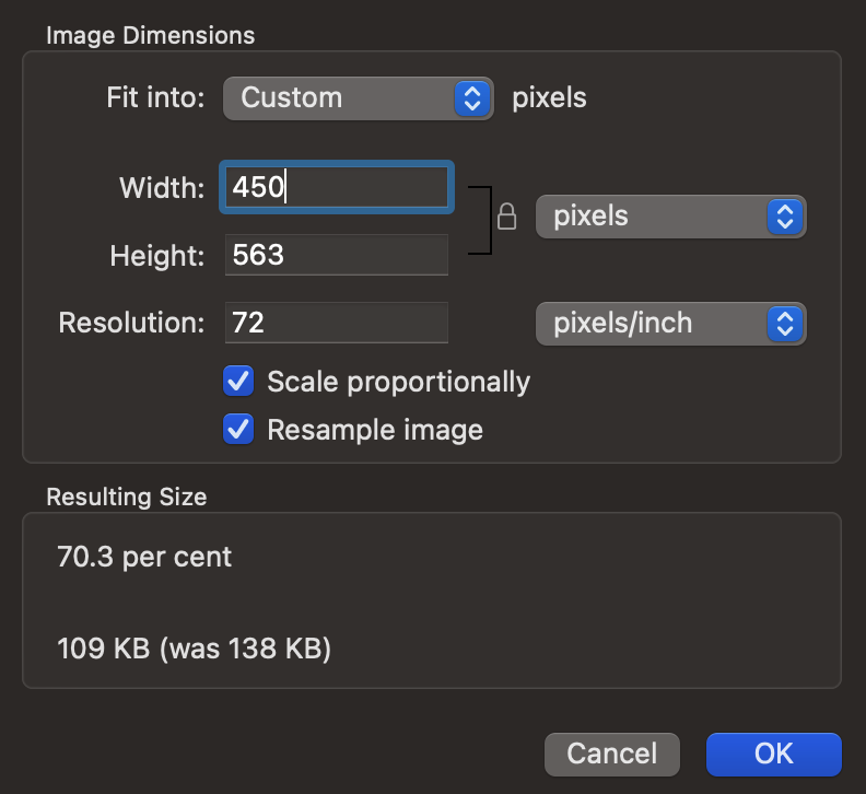 Mac Preview resize option