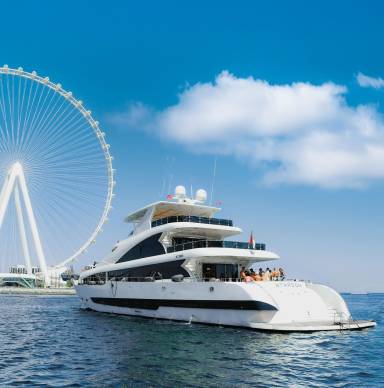 Dubai Superyacht Cruise with Live DJ, Swim Stop and Open Bar