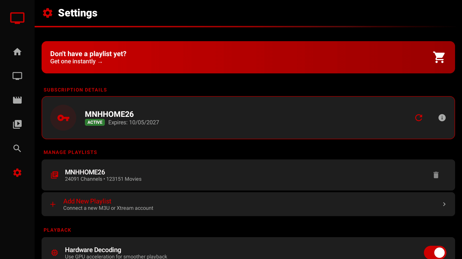 Settings and Subscription