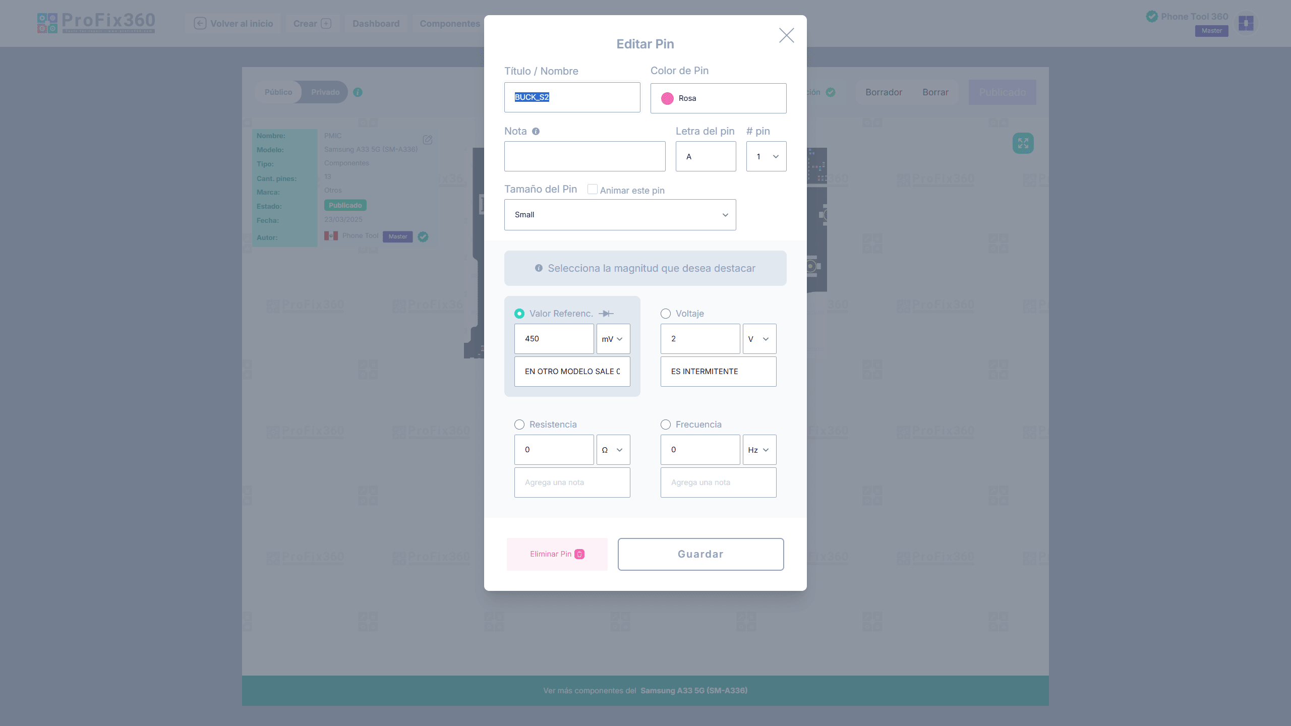 Create or Edit Resource Face Pins