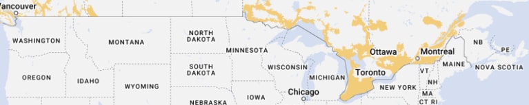 Uplinks network coverage on map