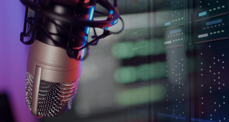 a microphone in a studio