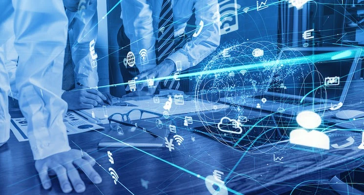 hands on digital desk