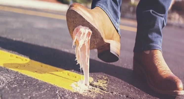 gum stuck on bottom of shoe