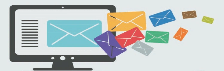 image of electronic envelopes coming out of a computer