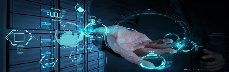 hand with graphics representing IT services and solutions