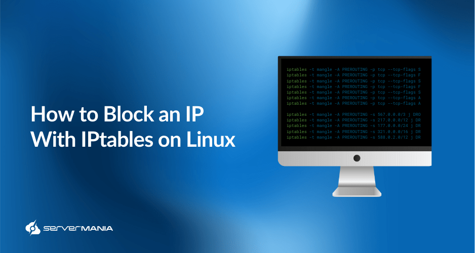 A featured image that reads "How to Block an IP Address with iptables? (Safeguarding Linux Server)"