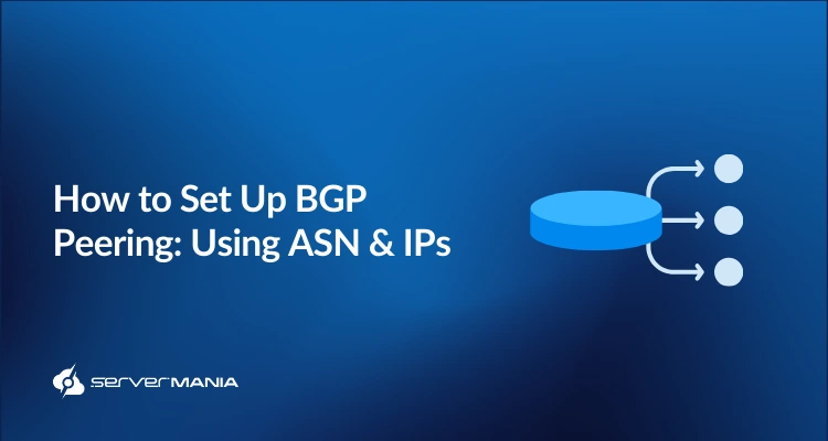 A featured image illustrating a basic BGP configuration segement with ServerMania logo.