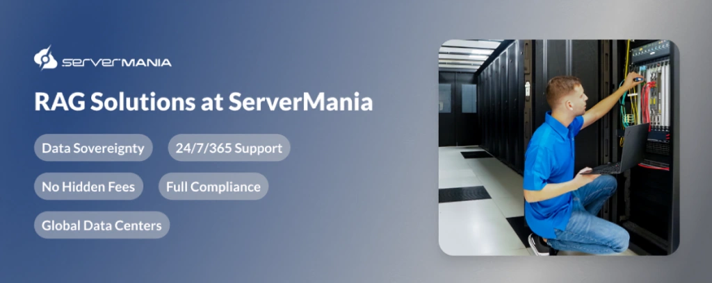 A CTA image reading "Deploy RAG Infrastrucutre with ServerMania"