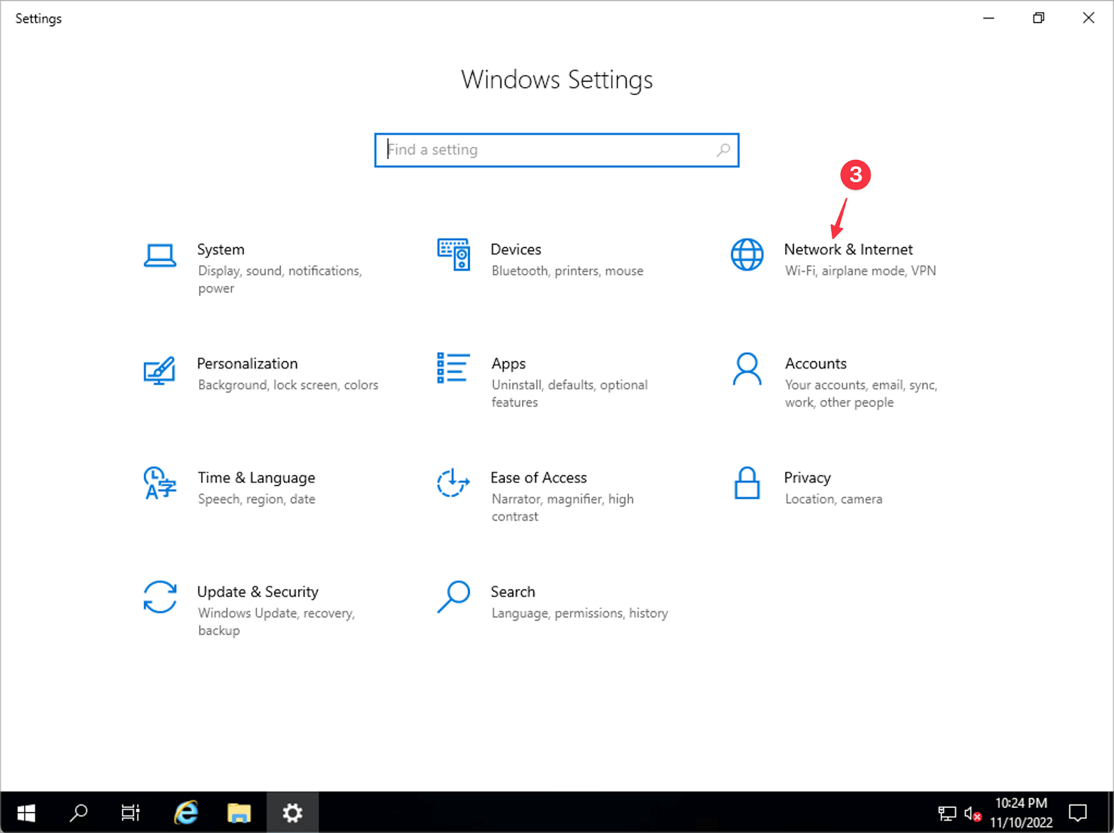 Network & Internet settings