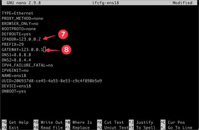 Adjust the IP address to the newly assigned IP address