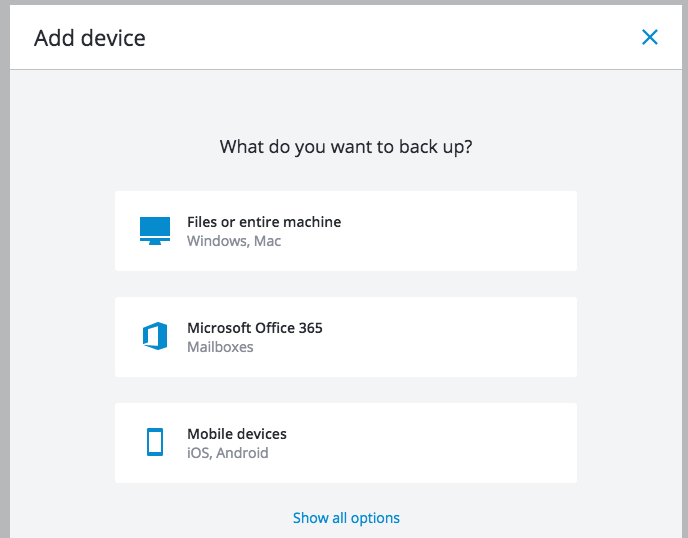 Select the device you wish to backup