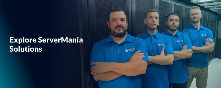 A ServerMania CTA image showcasing users the blockchain technology enabling decentralized access for users.