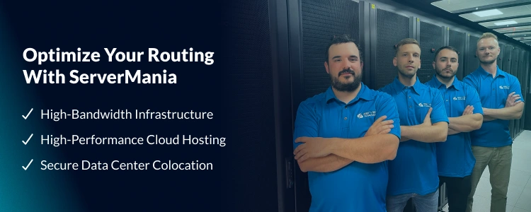 A CTA image prompting the readers to explore ServerMania solutions to boost revenue and optimize their routing rules.