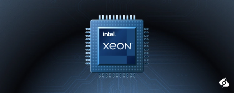 A decorative image showing a Intel Xeon server CPU.