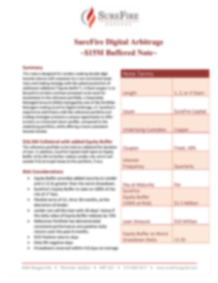 SureFire Digital Arbitrage - $15M Buffered Note